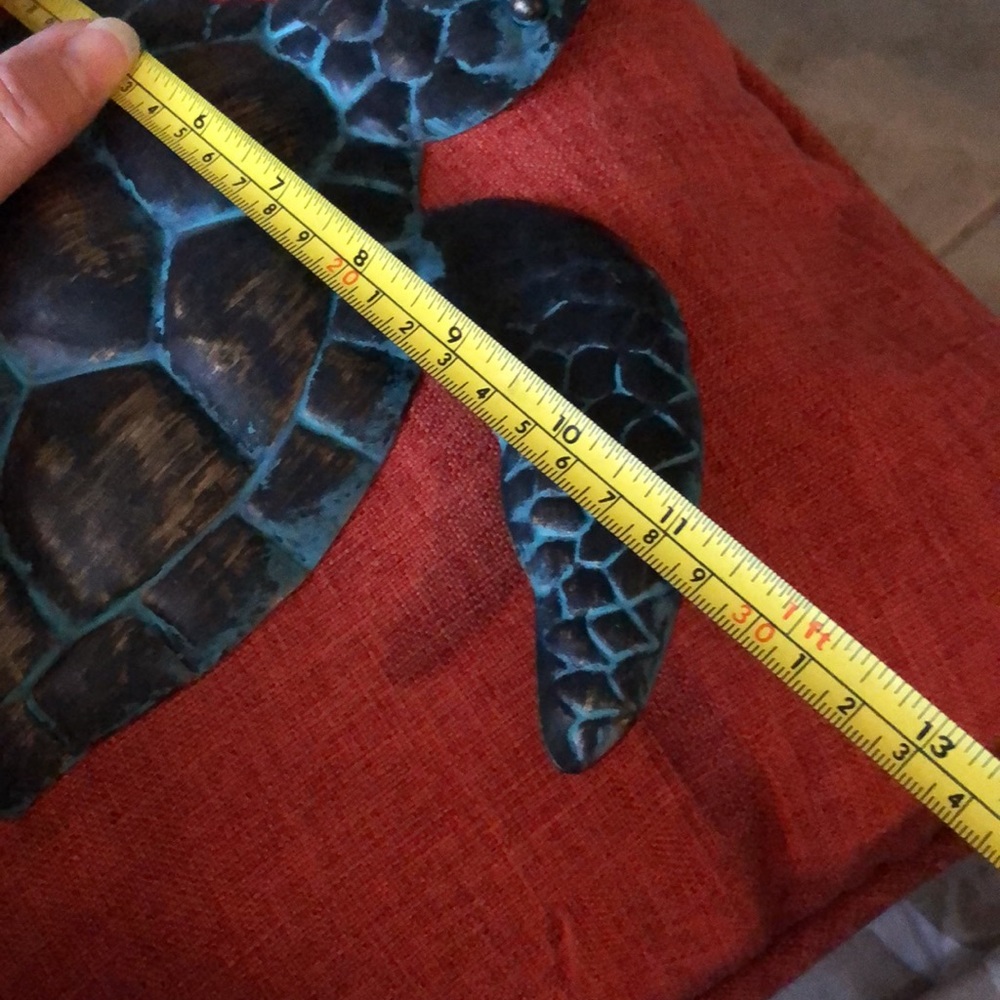 Metal turtle. Bronze with Aqua blue color. No hanger on back but could be added. - Picture 8 of 8